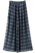 Romwe Plaid Wide Leg Chiffon Pant