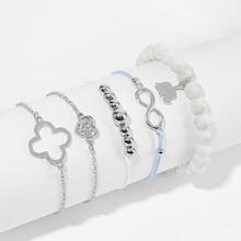 Romwe Clover & Infinity Bracelet Set 5pcs