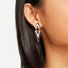 Romwe Double Triangle Shaped Drop Earrings