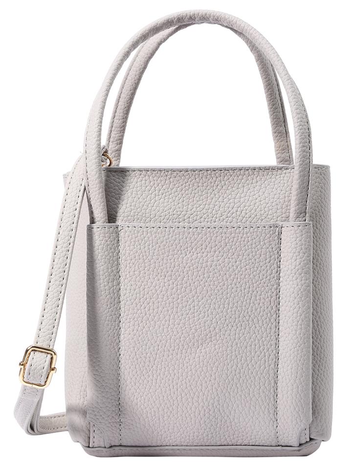 Romwe Embossed Square Tote Bag - Grey