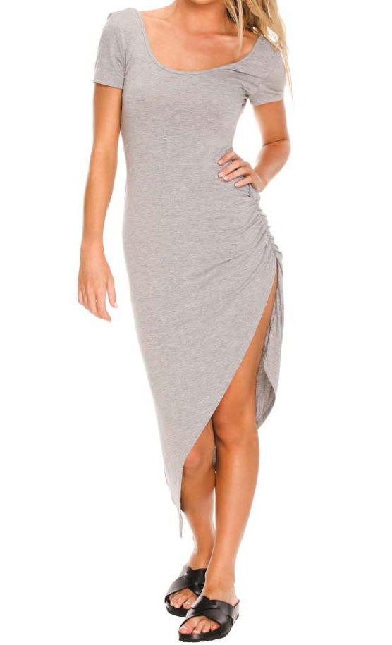 Romwe Open Back Asymmetrical Grey Dress