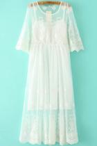 Romwe Half Sleeve Lace Embroidered Dress