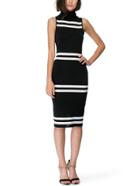 Romwe Black Striped Turtleneck Pencil Dress