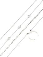 Romwe Moon & Flower Design Chain Necklace Set 4pcs