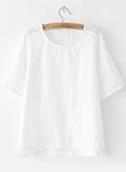 Romwe Dip Hem Folds White T-shirt