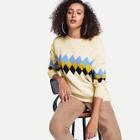 Romwe Argyle Print Sweater
