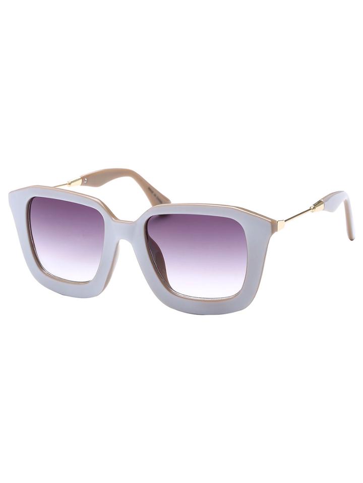 Romwe Coffee Two Tone Frame Metal Arm Sunglasses