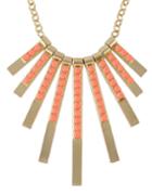 Romwe Orange Beads Long Pendant Necklace