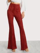 Romwe Flare Bottom Suede Pants