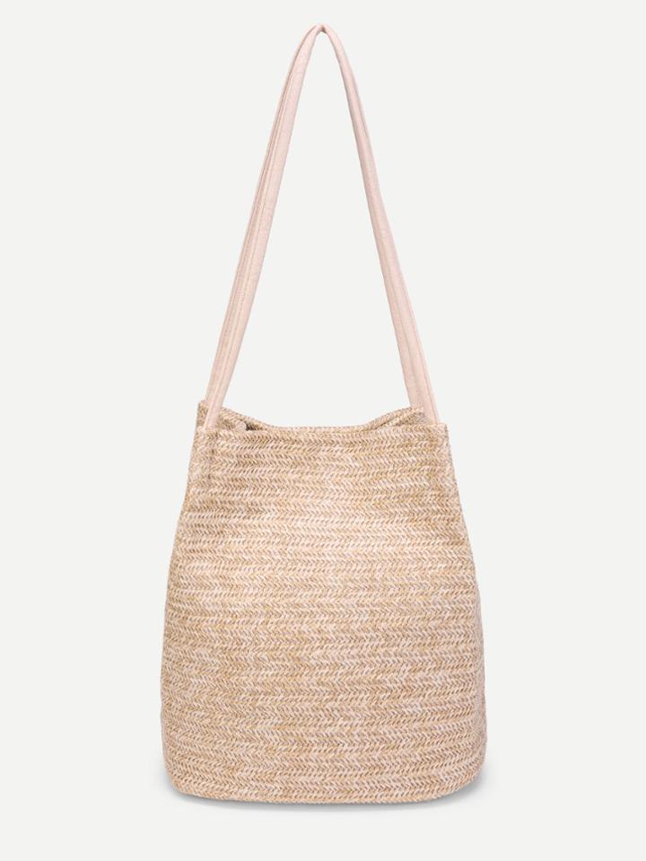 Romwe Simple Straw Tote Bag