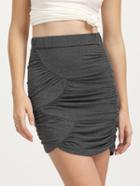 Romwe Dark Grey Pleated Bodycon Skirt