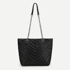 Romwe Chevron Detail Chain Tote Bag