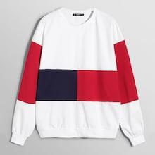 Romwe Guys Color Block Elastic Hem Sweatshirt
