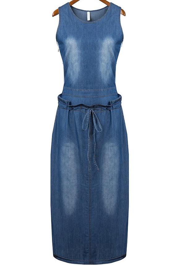 Romwe Round Neck Drawstring With Zipper Dress