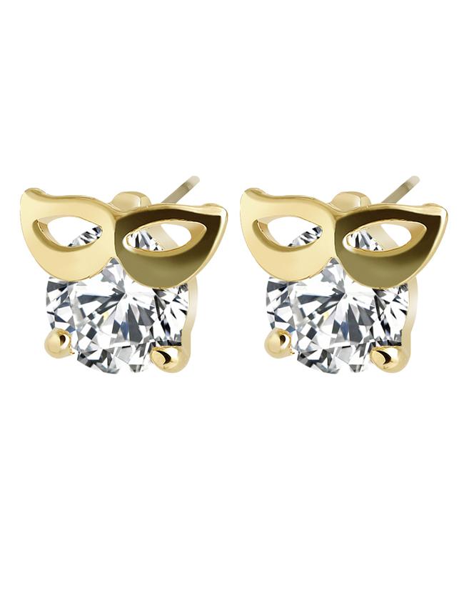 Romwe White Elegant Imitation Cz Crystal Owl Shape Small Ear Stud