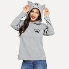 Romwe Cat Claw Print Hoodie