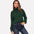 Romwe High Neck Solid Pullover