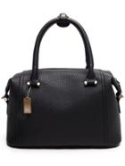 Romwe Embossed Faux Leather Structured Bag - Black