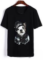 Romwe Dog Print With Rivet Black T-shirt