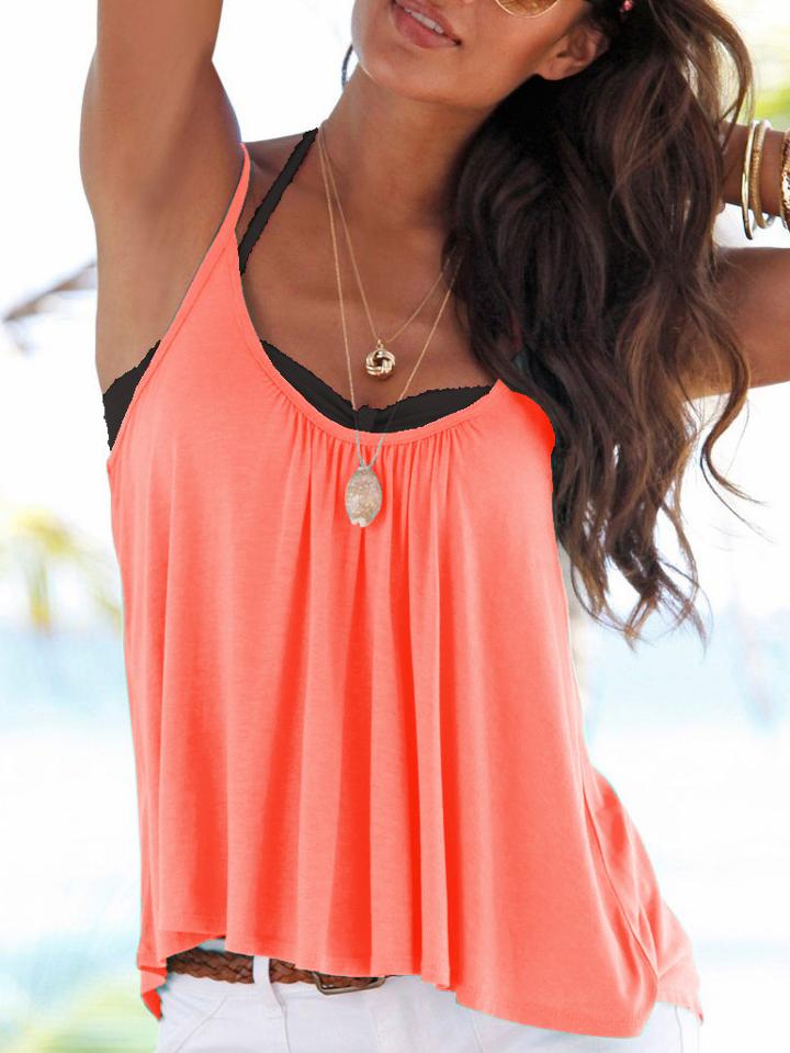 Romwe Pink Drape Front Cami Top