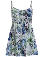 Romwe Spaghetti Strap Flower Print With Buttons Dress