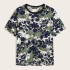 Romwe Guys Contrast Neck Floral Print Tee