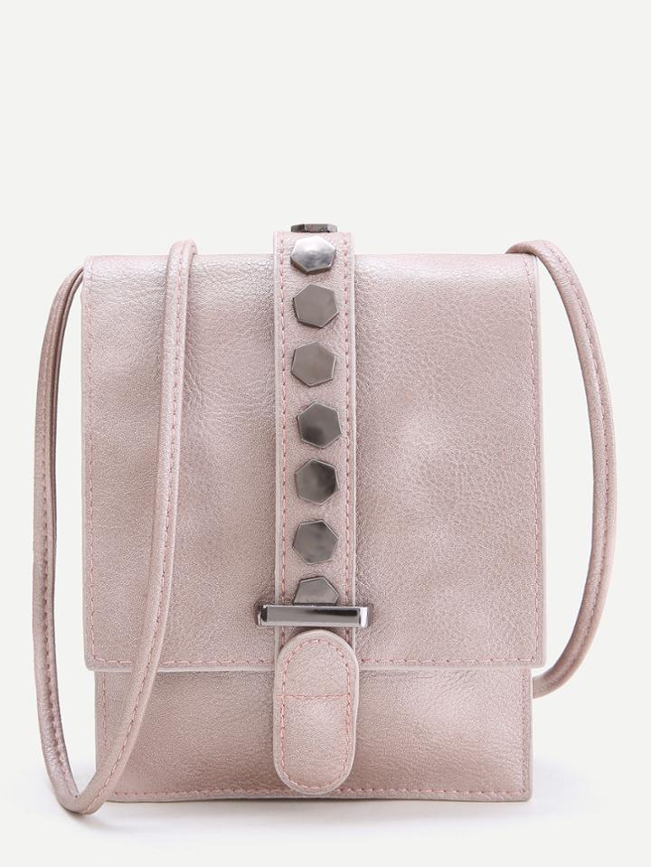 Romwe Studded Buckle Crossbody Pouch