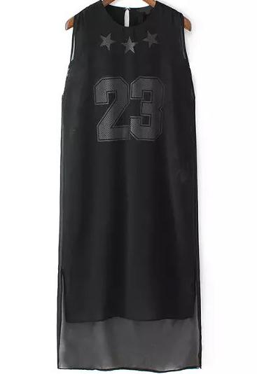 Romwe Star Print High Low Dress