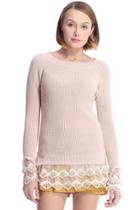 Romwe Panel Lace Cream Jumper
