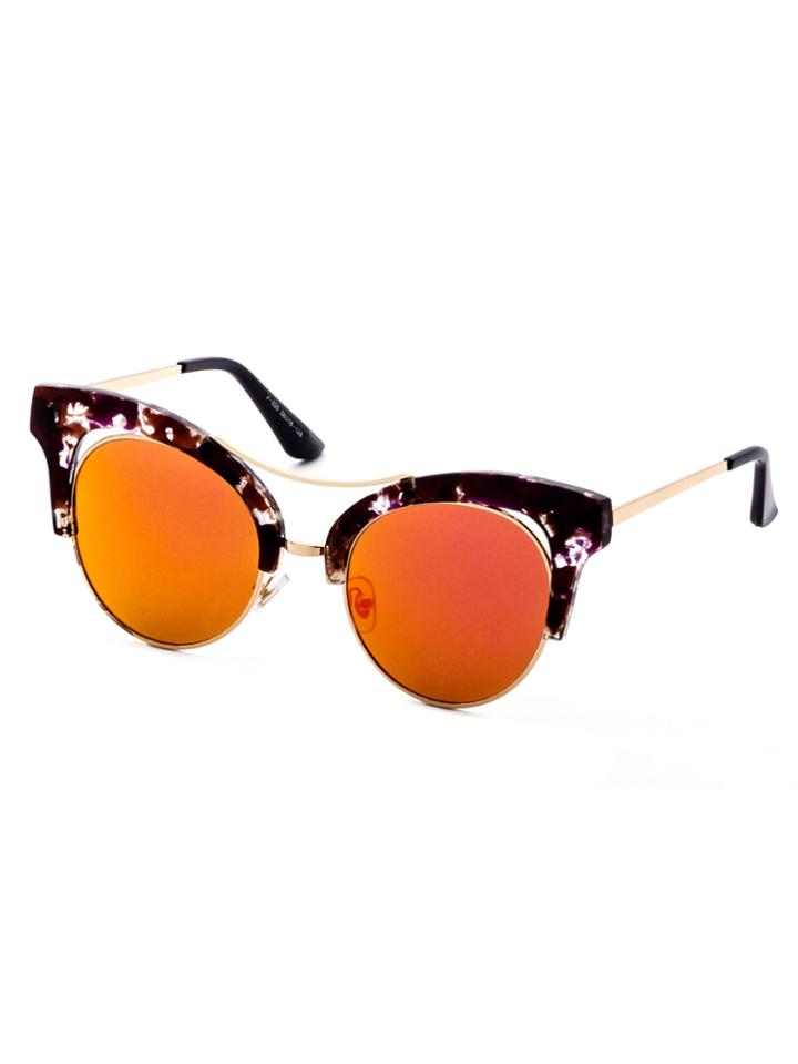 Romwe Gold Trim Double Bridge Cat Eye Sunglasses