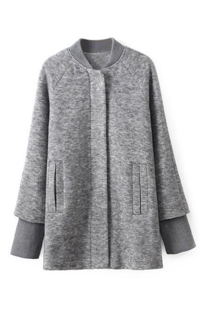 Romwe Zippered Sheer Grey Cardigan