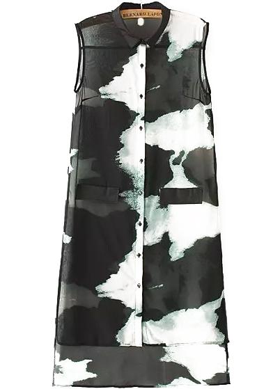 Romwe Dip Hem Geometric Print Shirt Dress