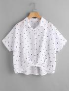Romwe Textured Dots High Low Blouse