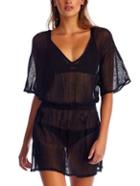 Romwe V-neck Black Sheer Blouson Dress