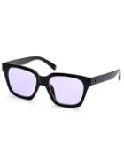 Romwe Black Frame Purple Lens Sunglasses