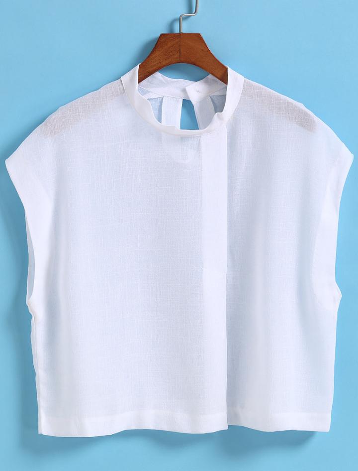 Romwe Stand Collar Chiffon Loose Top