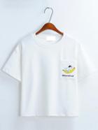 Romwe Banana Embroidered Pocket T-shirt