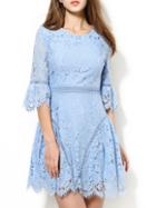 Romwe Blue Bell Sleeve Hollow Lace Dress