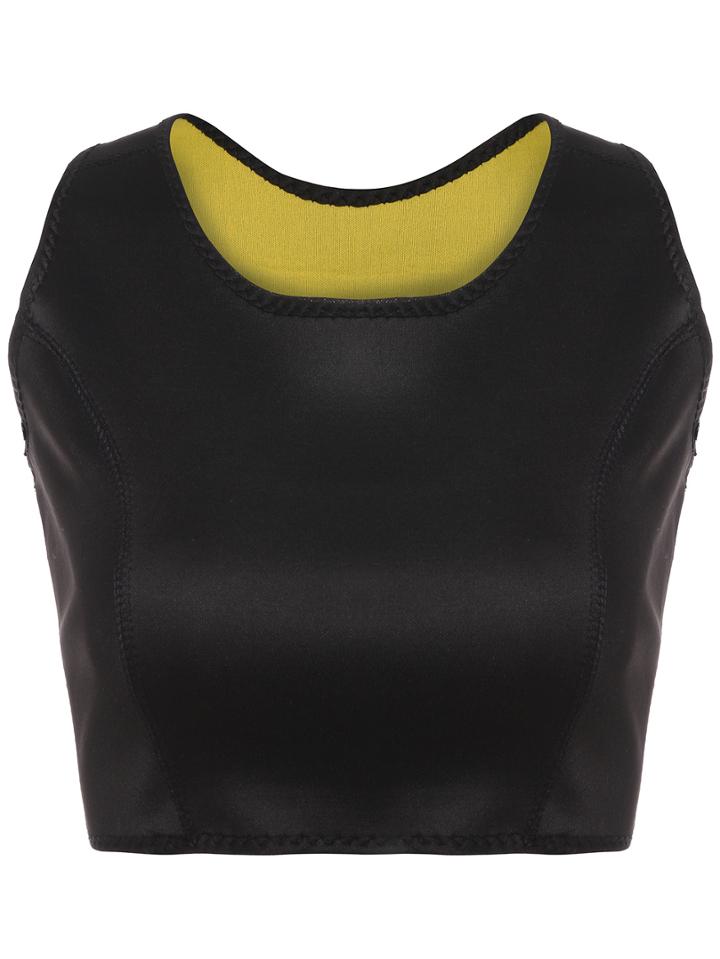 Romwe Thicken Crop Black Tank Top