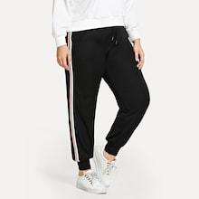 Romwe Plus Contrast Striped Tape Side Pants