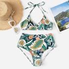 Romwe Random Floral High Waist Bikini Set