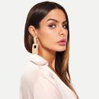 Romwe Metal Bar & Rectangle Drop Earrings