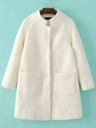Romwe Stand Collar Loose Coat With Pockets