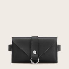 Romwe Ring And Studded Detail Fanny Pack