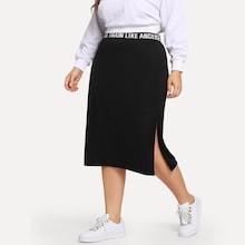 Romwe Plus Slit Hem Knit Skirt