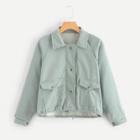 Romwe Pocket Side Drawstring Hem Jacket