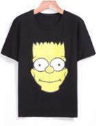 Romwe Simpson Print Black T-shirt