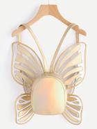 Romwe Butterfly Shaped Metallic Pu Backpack
