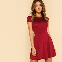 Romwe Open Back Fit & Flared Dress