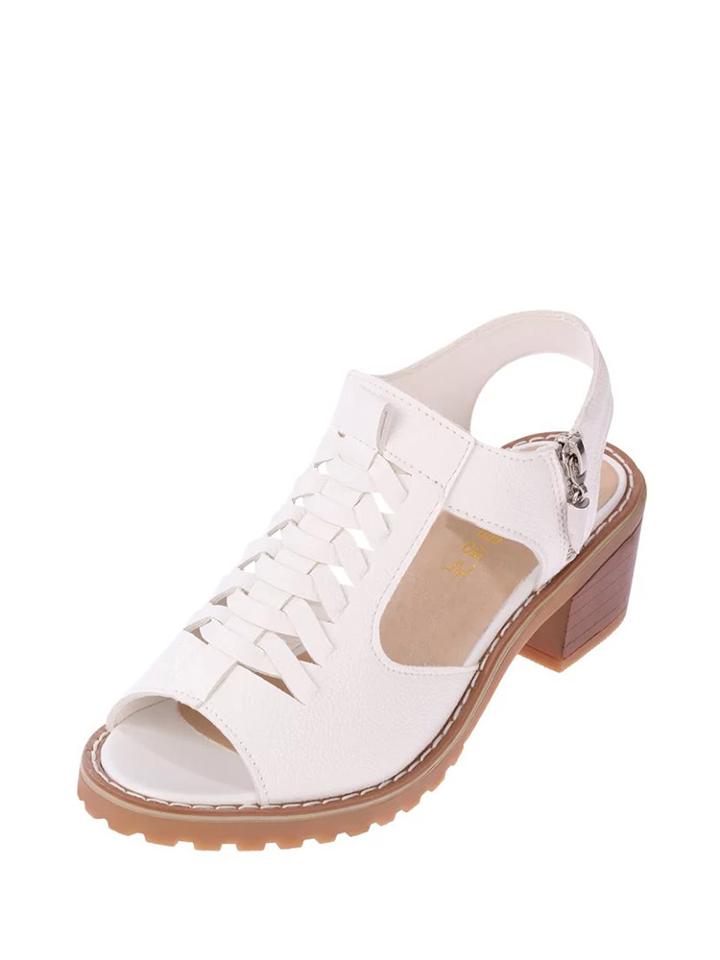 Romwe Peep Toe Side Zipper Pu Sandals